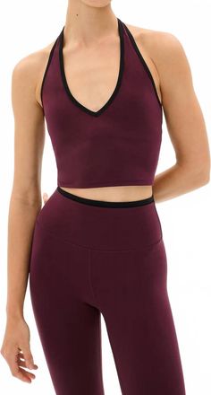 SPLITS59 Rory Airweight Halter Bralette In Dark Cherry/black