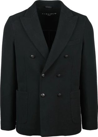 Circolo 1901 Double-Breasted Black Jacket With Wide Lapels And Modern Fit
