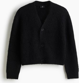 H&M Cardigan aus Rippstrick in Loose Fit - Schwarz