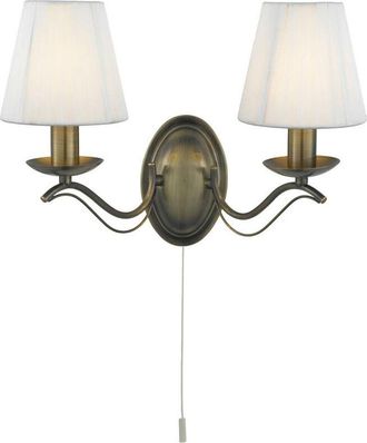 Searchlight Searchlight Andretti - 2 Light Indoor Candle Wall Light Antique Brass with Shades, E14