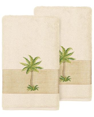 Linum Home Textiles Turkish Cotton Colton 2Pc Embellished Hand Towel Set