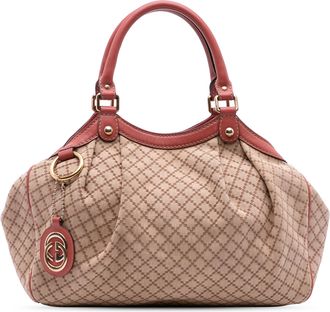 Gucci Pre-owned Womens Sukey Tote Bag Diamond Canvas - Tan Textile - One Size