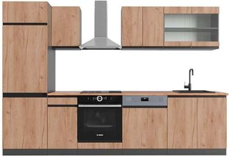 Vicco Cucina componibile R-Line, Quercia dorata/antracite, 300 cm, pl Rovere