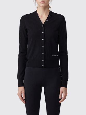 Alexander Wang V-Neck Wool Cardigan with Contrast Logo for Women
