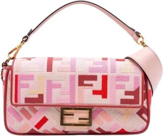 Fendi Pre-owned Shoulder Bags, female, Pink, Size: ONE SIZE Pre-owned Canvas fendi-bags