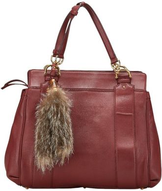 Gucci Bordeaux Leather Tote Bag (Pre-Owned)