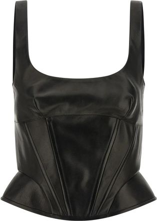 Ermanno Scervino Peplos leren top - Dames - Tops zonder mouwen - Zwart - M - Leer - Tops