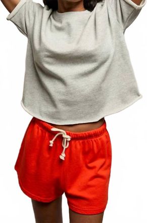 perfectwhitetee Ezra French Terry Short Sleeve Top In Heather Grey