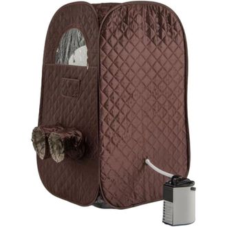 Costway Sauna a Vapore Portatile 3L, Sauna da Casa con 9 Livelli di Regolazione della Temperatura da 40-65&deg;, Telecomando, Sedia Pieghevole e Massaggiatore