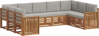 vidaXL Conjunto De Sof&aacute;s De Exterior 9 Uds. Gris Natural Y Claro Vidaxl