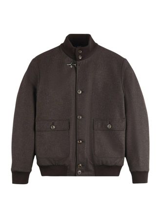 Fay Water-Repellent Wool Carded Flannel Bomber Jacket