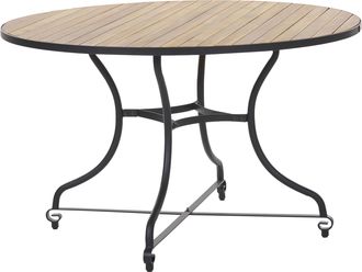 Beliani Mesa De Comedor De Jard&iacute;n Estilo R&uacute;stico Moderno Con Estructura De Acero Y Madera De Acacia Marr&oacute;n Claro Lascari