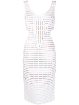 Genny cut-out corded midi dress - White