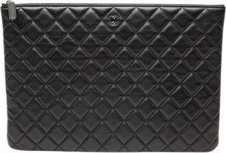 Chanel Pre-owned Vintage leren clutch - Dames - Vintage Clutch - Zwart - ONE Size - Leer - Vintage