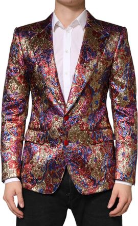 Dolce & Gabbana Mens Multicolor Jacquard Single Breasted Blazer Clothing