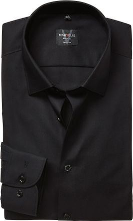 Marvelis Langarmhemd MARVELIS, Herren, Gr. 36, Extra verl&auml;ngerter Arm, schwarz, Web, Obermaterial: 100% Baumwolle, k&ouml;rpernah normal, 2-Knopf-Manschette, Hemden