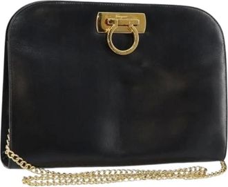 Ferragamo Pre-owned Shoulder Bags, female, Black, Size: ONE SIZE Pre-owned Leather Shoulder Bag