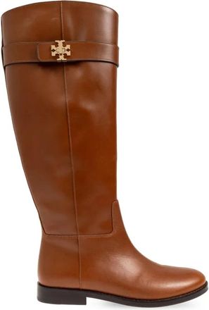 Tory Burch T Lock Riding Boot - Dames - Hoge Laarzen - Bruin - 37 1/2 EU - Leer - Schoenen
