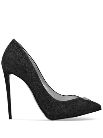 Philipp Plein glitter-detailed stiletto pumps - women - Cotton - 36 - Black