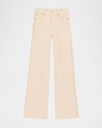Re/Done Studded Wide Flare Corduroy Pants