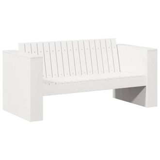 Berkfield Home Garden Sofa 2-Seater 134x60x62 cm White Solid Wood Pine | Size: 134 x 60 x 62 cm