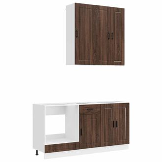 vidaXL Unidad De Cocina Porto 5 Uds. Marr&oacute;n Roble Madera De Ingenier&iacute;a Vidaxl