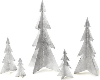 Two's Company Set Of 5 Hand-Crafted Silver Trees