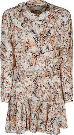 Isabel Marant Kleedjes, Dames, Beige, XS, Thayra Jurk met Asymmetrische Kraag