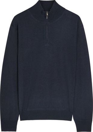Canali Half-zip Wool-blend Jumper - Navy - 54 (UK44 / Xxl)