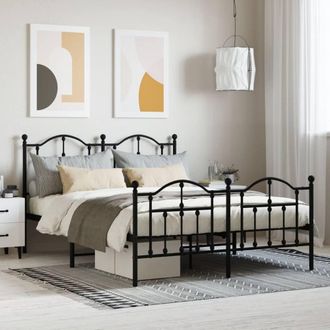Berkfield Home Metal Bed Frame with Headboard & Footboard Black 150x200 cm King Size