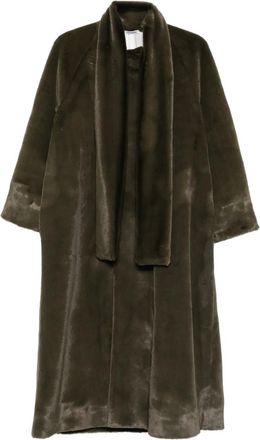 Parlor Jas van imitatiebont met sjaaldetail - Groen