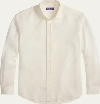 Ralph Lauren Purple Label Mens Cotton Melange Herringbone Dress Shirt