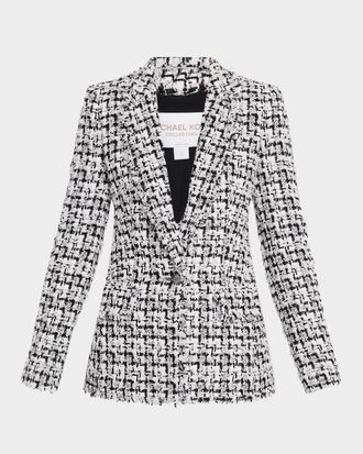 Michael Kors Eyelash Tweed Single-Breasted Blazer