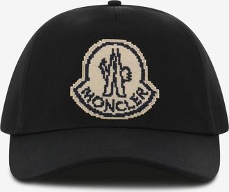 Moncler Gabardine-Baseballkappe mit Kreuzstich-Logopatch