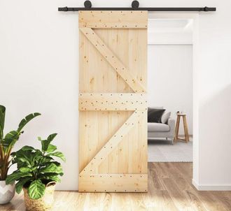 vidaXL Vidaxl - Puerta Corredera Con Herrajes Madera Maciza De Pino 85x210 Cm