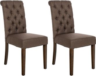 Clp Clp - Set De 2 Sillas De Comedor Lisburn En Tela O Terciopelo Marr&oacute;n Tela