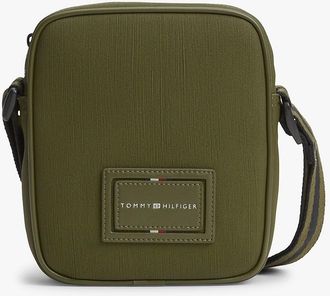 Tommy Hilfiger Mens Hilfiger Logo Textured Mini Reporter Bag - Green