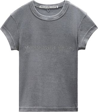 Alexander Wang Crystal Hotfix Logo Cotton Baby T-Shirt