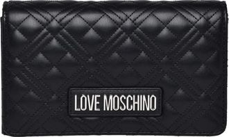 Love Moschino Quilted Black Crossbody Bag With Silver Chain Strap