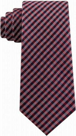 Tommy Hilfiger Mens Classic Textured Plaid Tie Red Size Regular