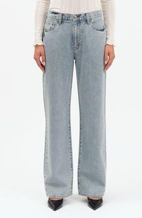 Daze 1999 Crystal Bow High Waist Straight Leg Jeans in Lovers Knot at Nordstrom Rack, Size 28