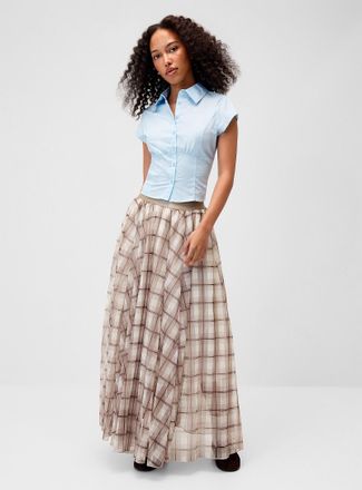 Twik Womens Checkered chiffon maxi skirt