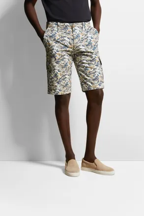 Bugatti Bermudas BUGATTI, Herren, Gr. 46, Normalgr&ouml;ssen, blau (hellblau), 100% Baumwolle, normal, Hosen Bermudas, mit grafischem Allover-Print