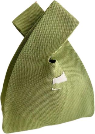 Generic Knitted Hand-Held Bag for Women with Embroidered Detail Comfortable Wide Strap Tote for Daily Shopping and Office Commuting (Green, 7.87 &times; 14.17 in)