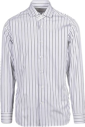 Guglielminotti Cream/Blue Striped Cotton Shirt