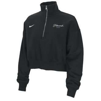 Nike Womens College Phoenix Fleece (North Carolina A&T University) Cropped 1/4-Zip Pullover in Black | ZW34590NCAT25-BLK