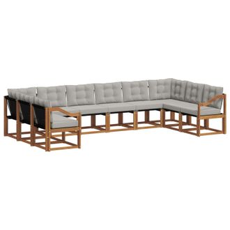 vidaXL Set Di Divani Da Esterno 10 Pz Naturale E Grigio Chiaro Vidaxl