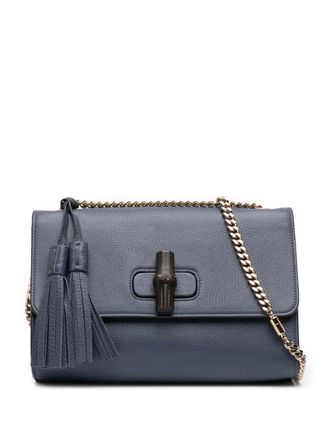 Gucci 2016-2025 Medium Leather Miss Bamboo crossbody bag - women - Calf Leather - One Size - Blue