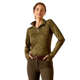 Ariat Womens Prophecy 1/4 Zip Baselayer Top Long Sleeve in Relic, Size X-Small, by Ariat