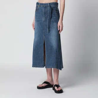 sacai Gonna tubino in denim di cotone blu